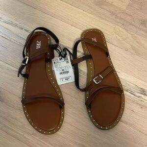 NWT Zara Leather Sandals